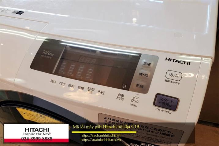 lỗi C19 máy giặt Hitachi nội địa