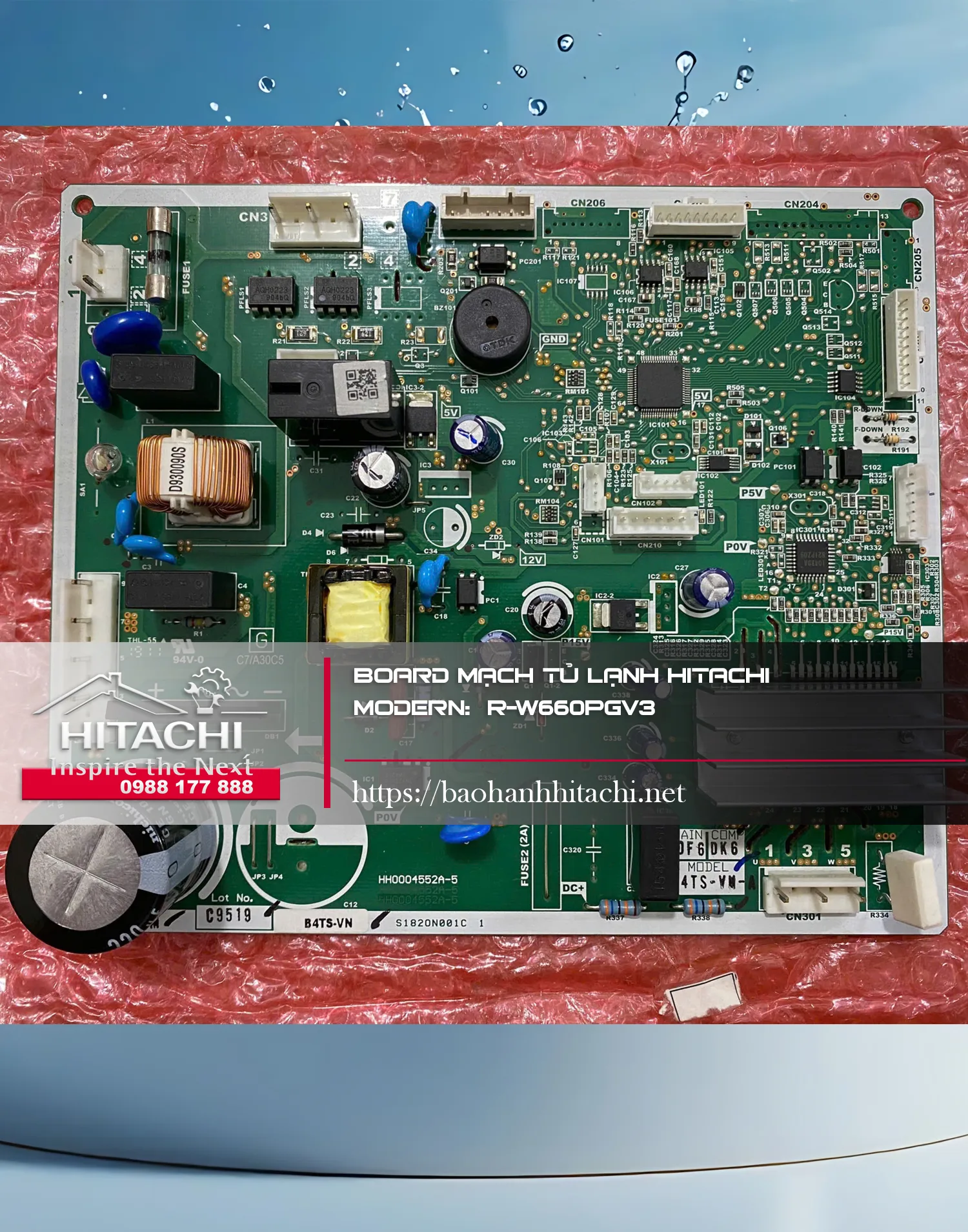 Bo mạch tủ lạnh Hitachi, sửa chữa bảo hành máy lạnh Hitachi, linh kiện điện tử Hitachi chính hãng.