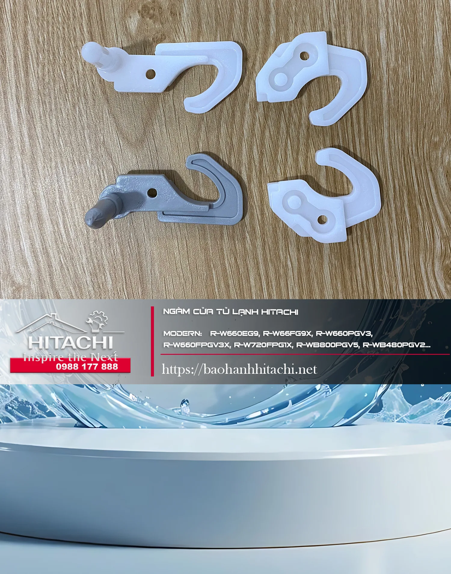 Cao su, phụ kiện máy lạnh Hitachi, bộ phận ngàm cửa tủ lạnh Hitachi, linh kiện thay thế chính hãng, bảo hành Hitachi 0988 177 888 / 024 3999 8888.
