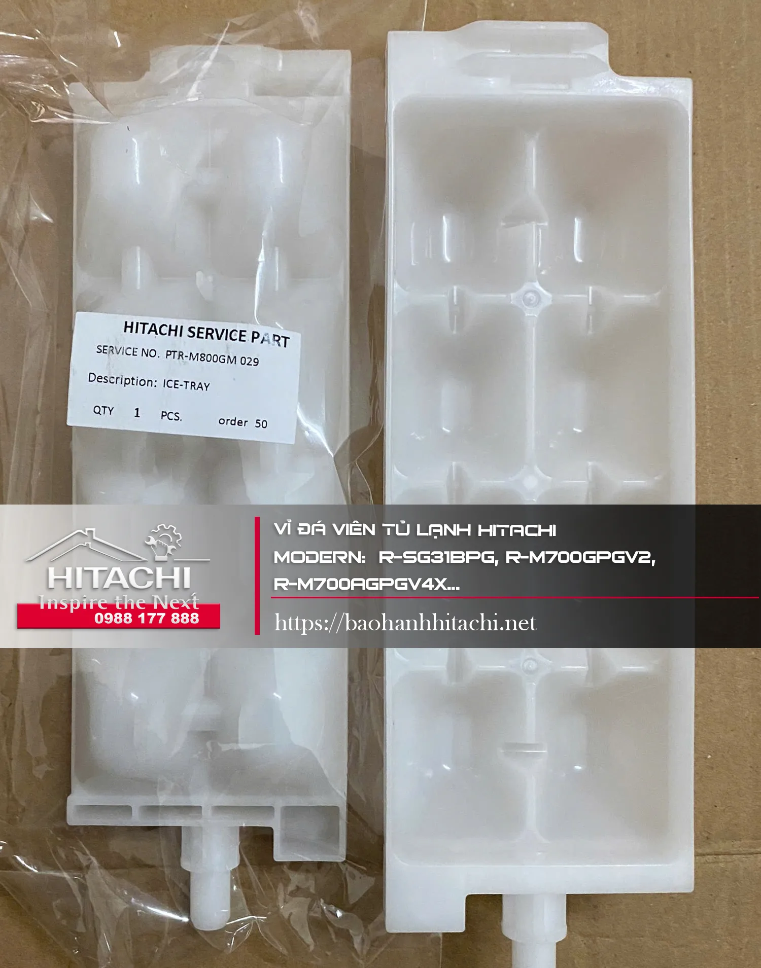 Hình ảnh bộ giá đỡ đá tự nhiên Hitachi, phụ kiện dụng cụ làm lạnh, thay thế cho tủ lạnh Hitachi chính hãng, phù hợp cho model R-SG318PBG, R-M700GPGV2, R-M700AGPGV4X và các dòng khác.