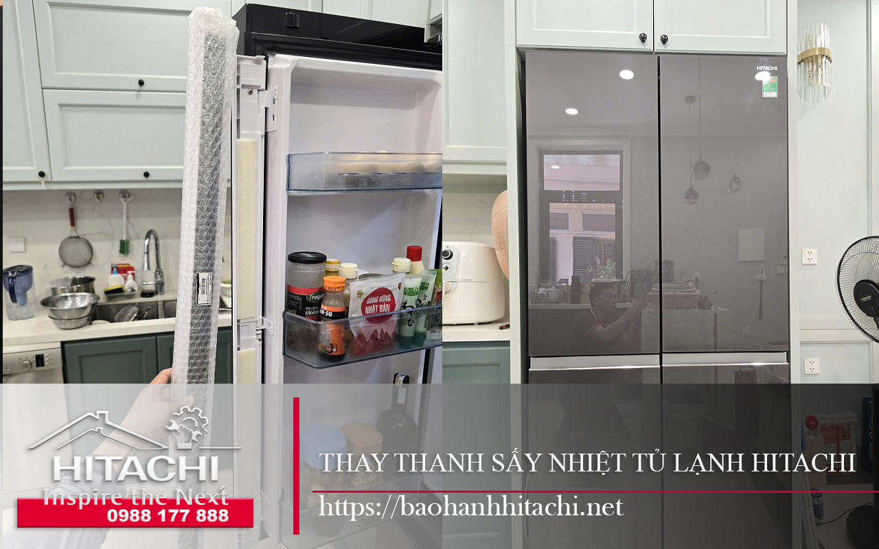 Thay thanh sấy nhiệt (thanh nẹp cánh) tủ lạnh Hitachi